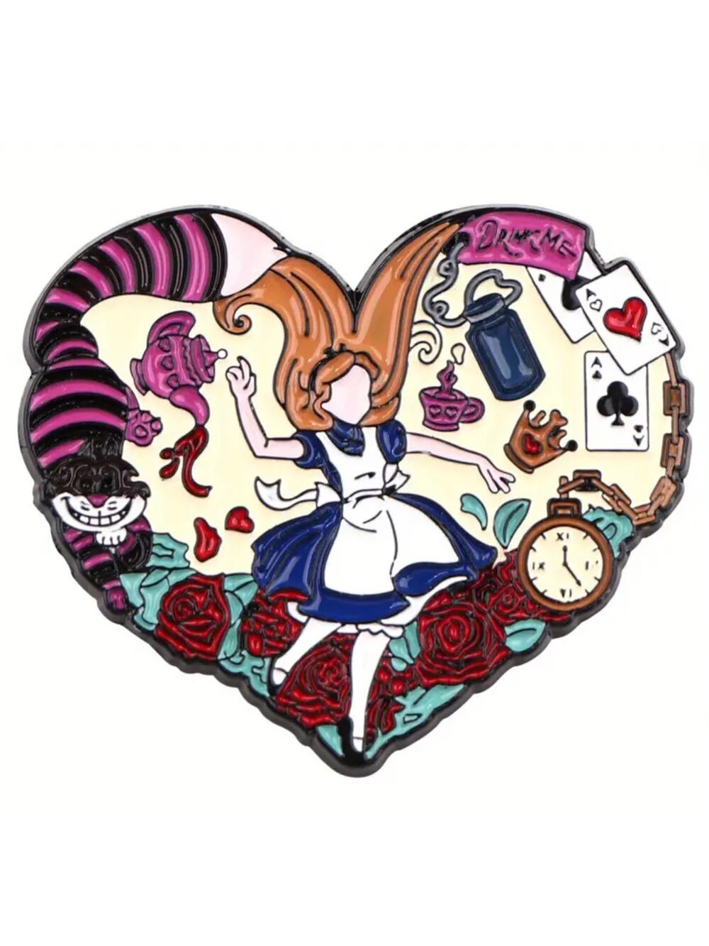 Alice in Wonderland Heart Enamel Pins 105-1